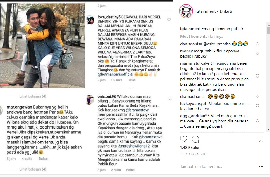 Verrell Bramasta dan Natasha Wilona Dikabarkan Putus