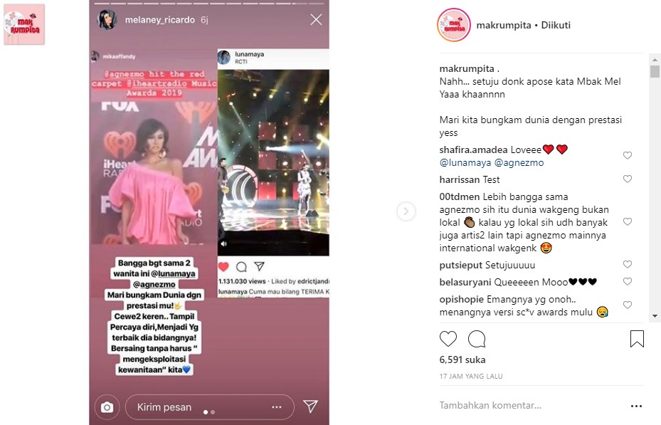 Melaney Ricardo Puji Luna Maya dan Agnes Monica