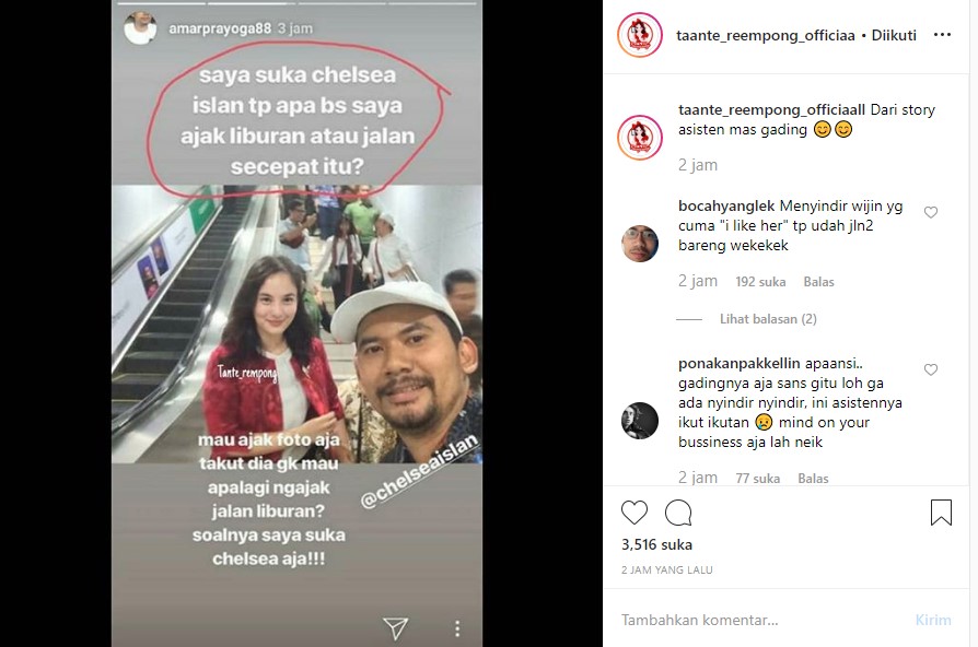 Chelsea Islan Ramai Dijodohkan dengan Gading Marten