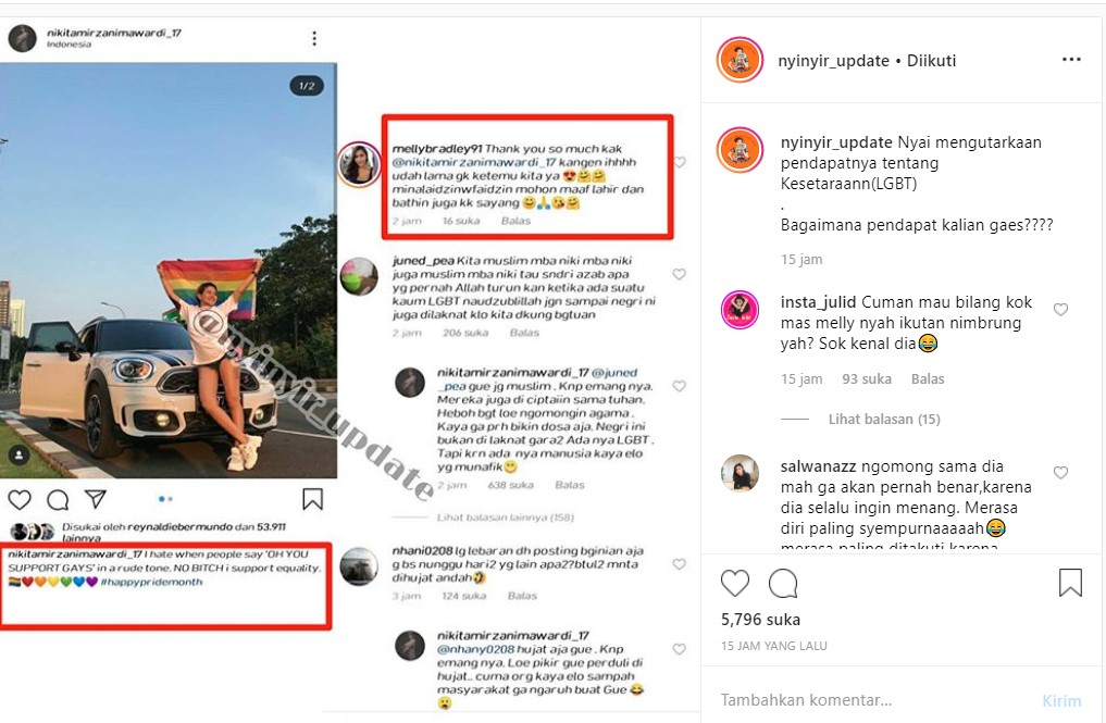 Nikita Mirzani Dukung LGBT