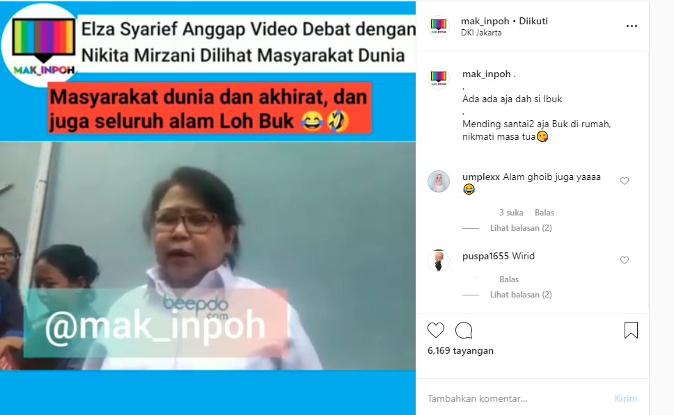 Elza Syarief Sebut Video Disemprot Nikita Mirzani Jadi Perhatian Dunia, Gelak Tawa Malah Menggelegar