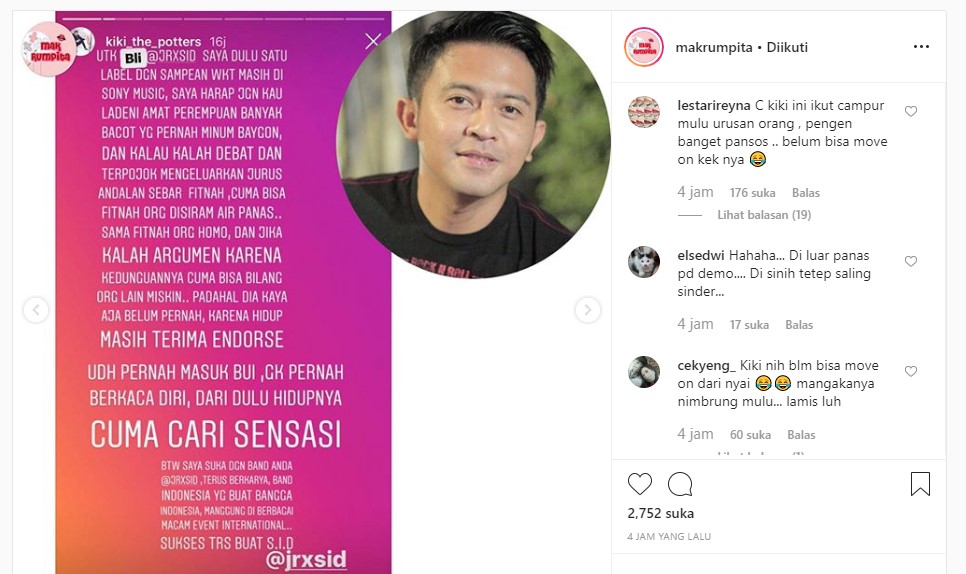 Kiki The Potters Ikut Campur Polemik Nikita Mirzani-Jerinx SID, Dugaan Belum Move On Kembali Mencuat