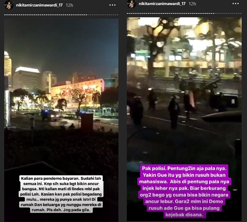 Nikita Mirzani Luapkan Amarah Lihat ‘Pendemo Bayaran’ Hingga Minta Polisi Beri ‘Pentungan’