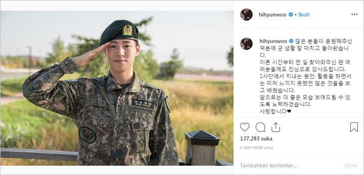 Lee Hyun Woo Ucapkan Terima Kasih Untuk Fans Pasca Selesai Wamil