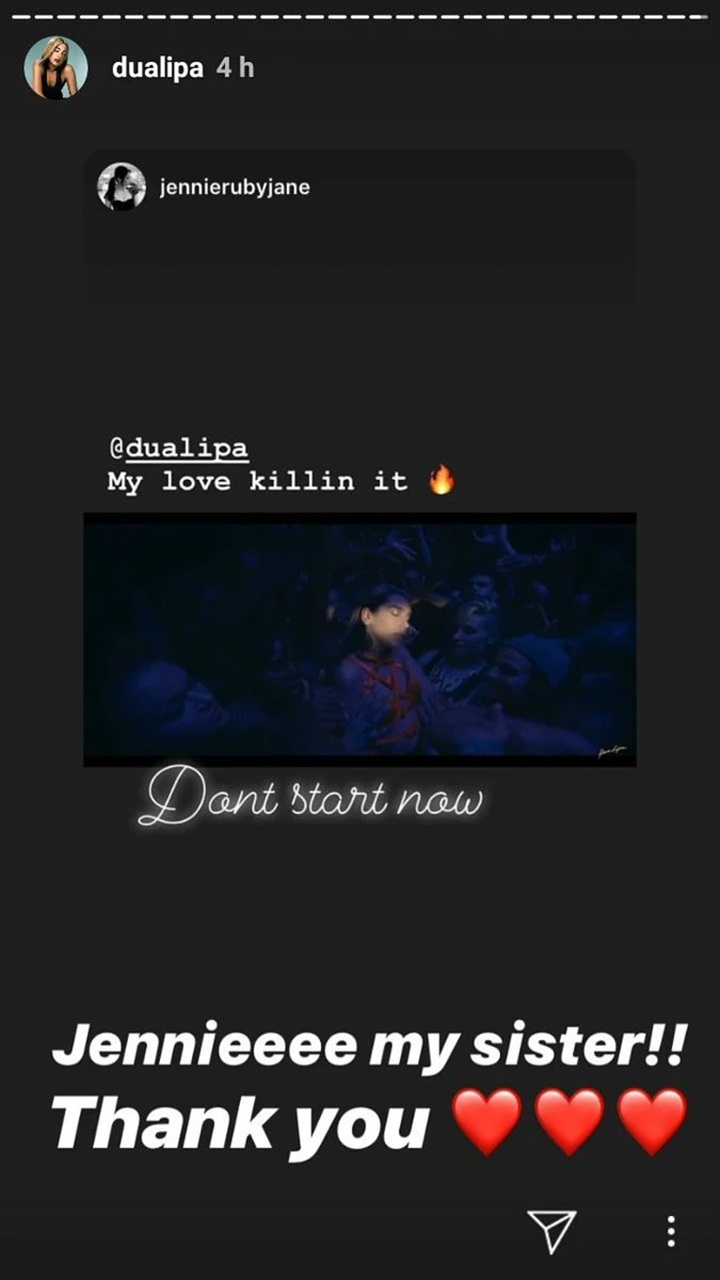 Berbagi Energi Positif, Begini Cara Jennie BLACKPINK Tunjukkan Dukungan Untuk Dua Lipa