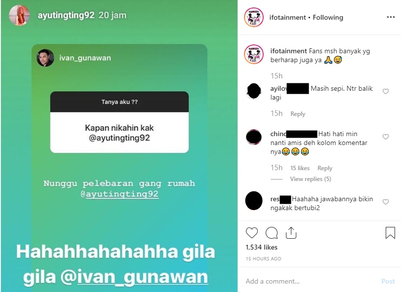Ivan Gunawan Jawab Kocak Saat Ditanya Kapan Nikahi Ayu Ting Ting, Ibunda Bilqis: Gila