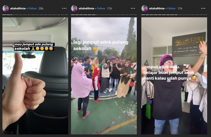atta halilintar terlihat menjemput salah satu adiknya di sekolah