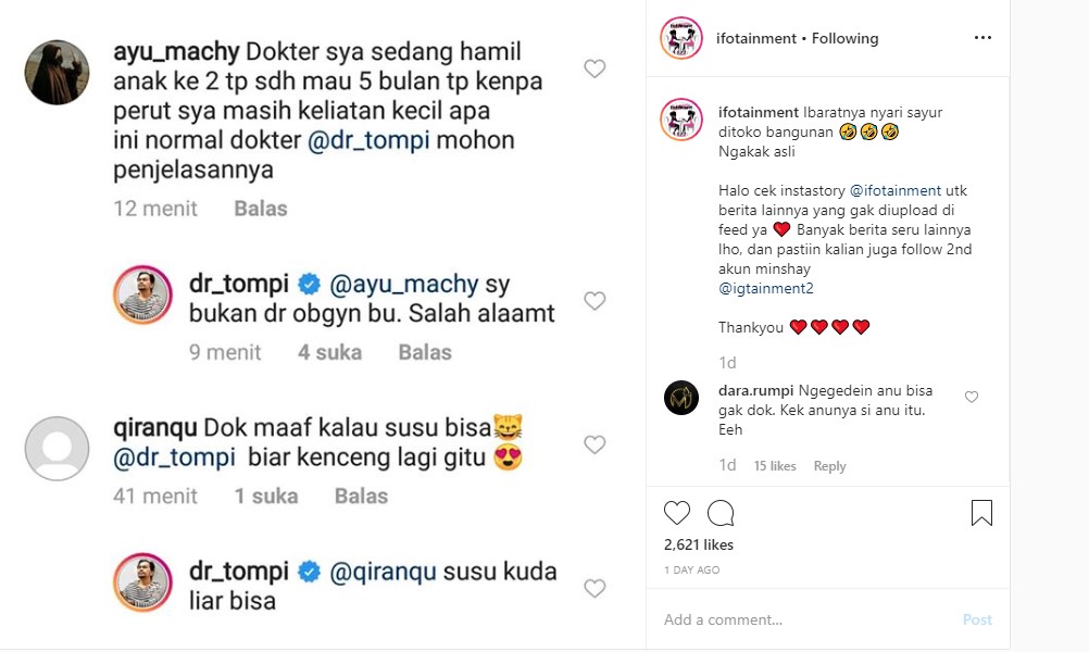 Tompi Beri Jawaban Kocak Saat Dicecar Keluhan Soal Bagian Sensitif dan Kehamilan, Seperti Apa?