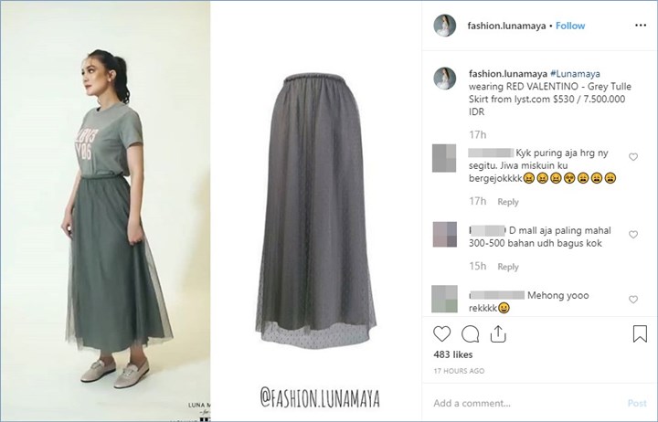 harga rok yang dikenakan luna maya membuat warganet terkesima