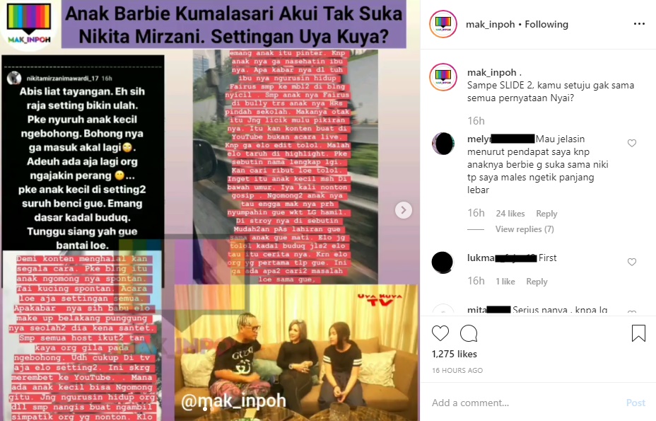 Diduga Berseteru dengan Uya Kuya, Nikita Mirzani: Elo Cari Masalah Gue Balas