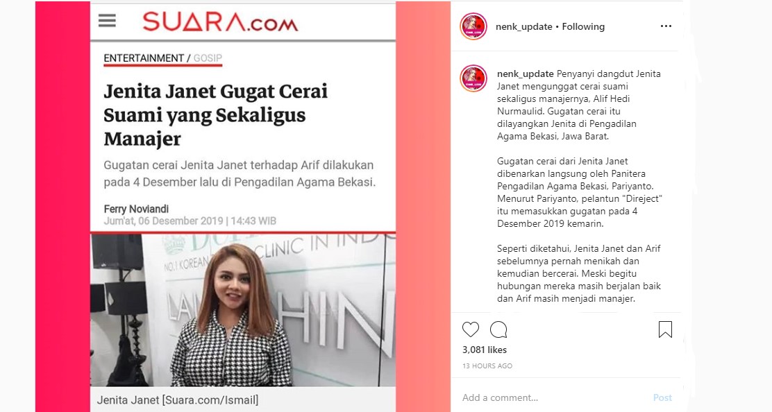 Sempat Rujuk, Jenita Janet Kini Dikabarkan Gugat Cerai Suami Malah Dituding Gimik