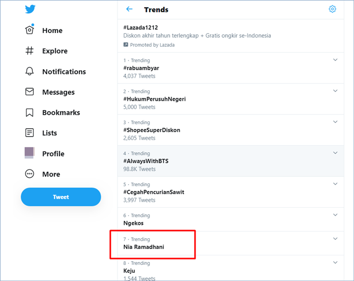 nia ramadhani trending