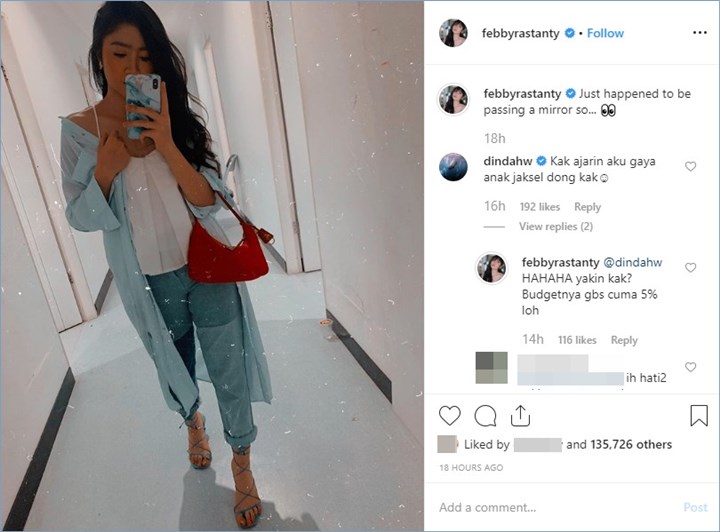 dinda hauw komentari unggahan febby rastanty