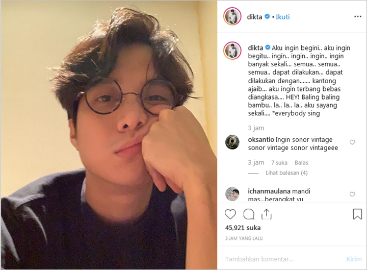 Tulis Lagu Doraemon Di Instagram, Dikta \'Yovie & Nuno\' Dibilang Mirip Nobita