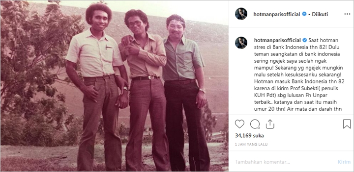Hotman Paris Pamer Foto Masa Muda, Cerita Di Usia 20 Tahun Bisa Kerja di Bank Indonesia