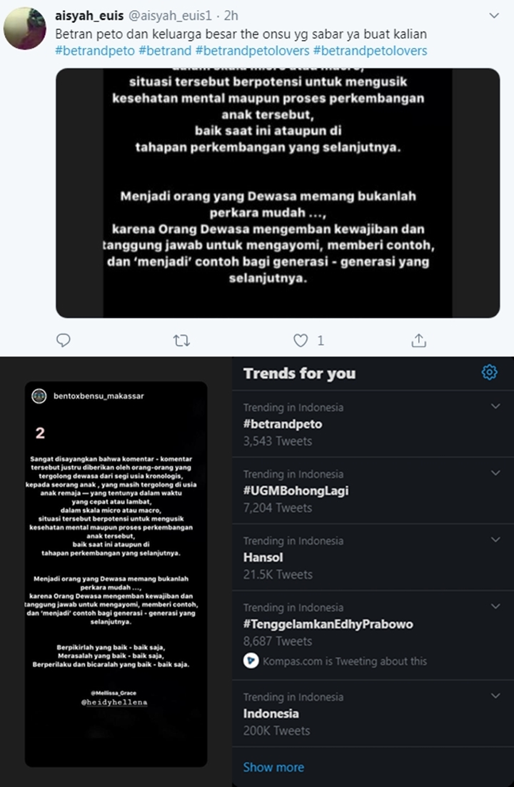 Tak Terima Betrand Peto Dibully, Fans Ruben Onsu Bela Lewat Tagar Ini di Twitter