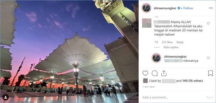 shireen sungkar balas komentar