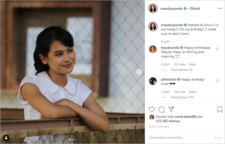 Rilisnya \'Habibie & Ainun 3\' Jadi Kado Ulang Tahun Istimewa Maudy Ayunda