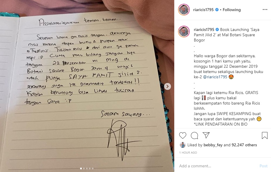 Ria Ricis Pamerkan Bentuk Tulisan Tangannya Malah Tuai Respons Tak Disangka-sangka