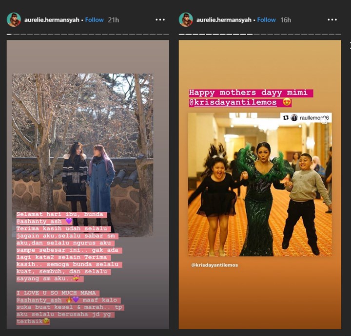 aurel hermansyah mengucapkan selamat hari ibu untuk ashanty dan krisdayanti