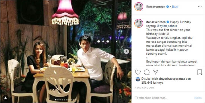 Ulang Tahun Mendiang Istri, Ifan Seventeen Tulis Caption Romantis Bikin Haru Netter