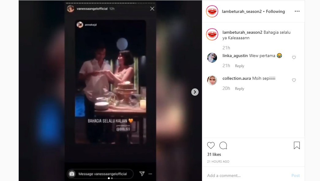 Isu Dipersunting Eks Pacar Menguat, Vanessa Angel Beri Potongan Kue Ultah Pertama ke Bibi Ardiansyah