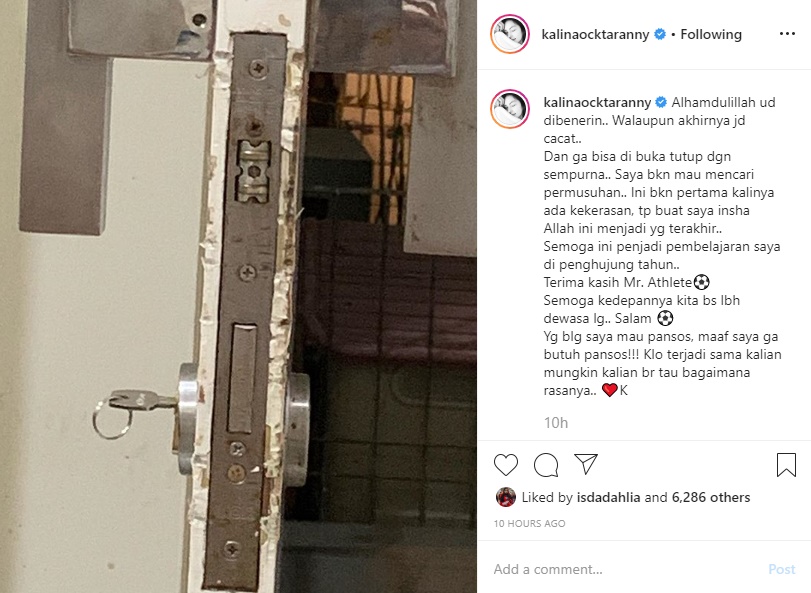Kalina Oktarani Diganggu Pria ‘Misterius’ Sampai Rusak Pintu, Netter: Andai Ada Deddy Corbuzier