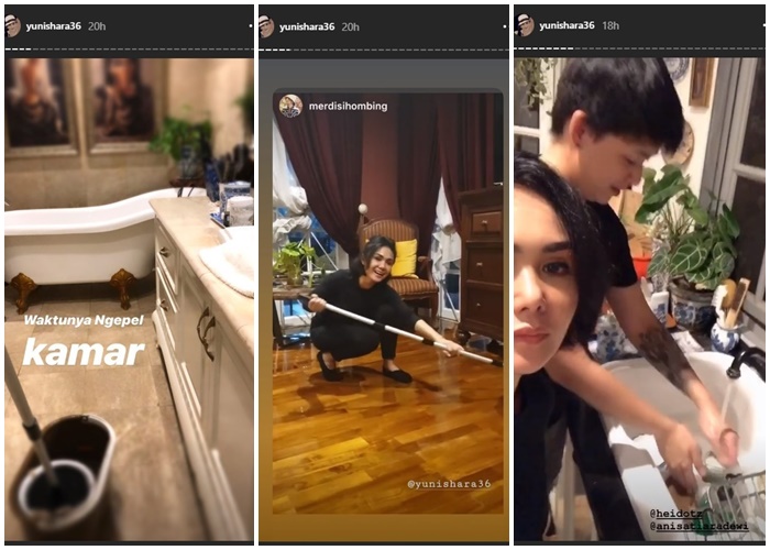 Sepatu Boot Sempat Bikin Heboh, Begini Gaya Yuni Shara Beres-beres Rumah Pasca Banjir Surut