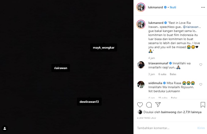 Punya Komitmen Luar Biasa Untuk Industri Film Nasional, Lukman Sardi Kenang Sosok Ria Irawan