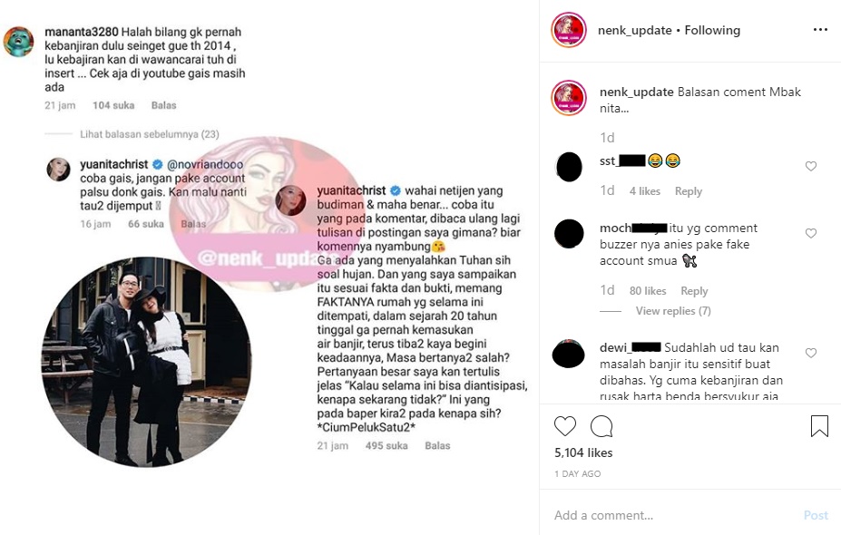 Yuanita Christiani Buka Suara Usai Postingan Soal Banjir Pancing Kontroversi, Tuai Dukungan?