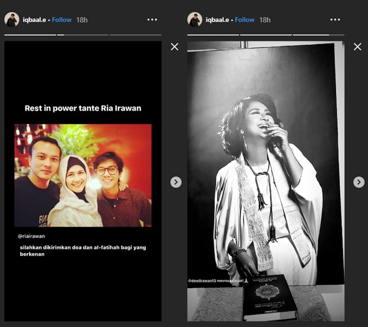 iqbaal ramadhan membagikan ucapan belasungkawa atas meninggalnya ria irawan