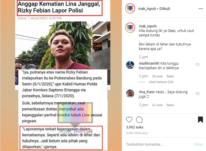 Rizky Febian Lapor Polisi Terkait Meninggalnya Lina, Begini Komentar Sule