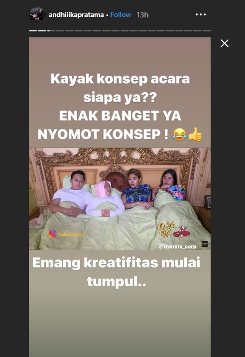 Andhika Pratama Mendadak Sindir Nikita Mirzani \'Tak Kreatif\', Ada Apa?