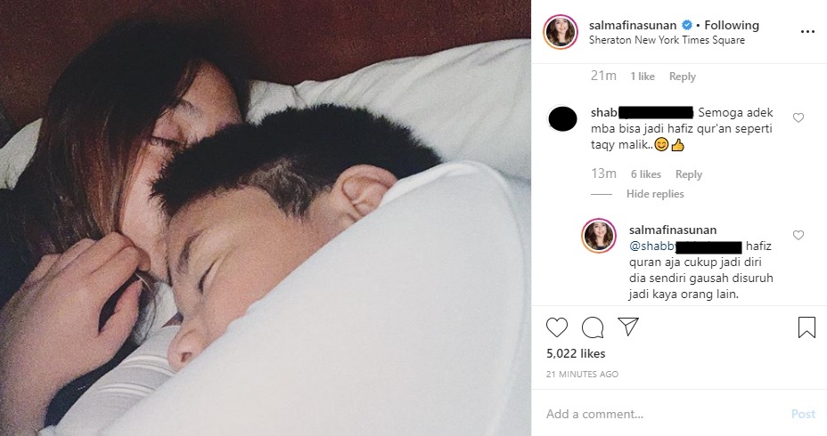 Adiknya Didoakan Jadi Hafiz Quran Seperti Taqy Malik, Salmafina Sunan Beri Jawaban ‘Menohok’
