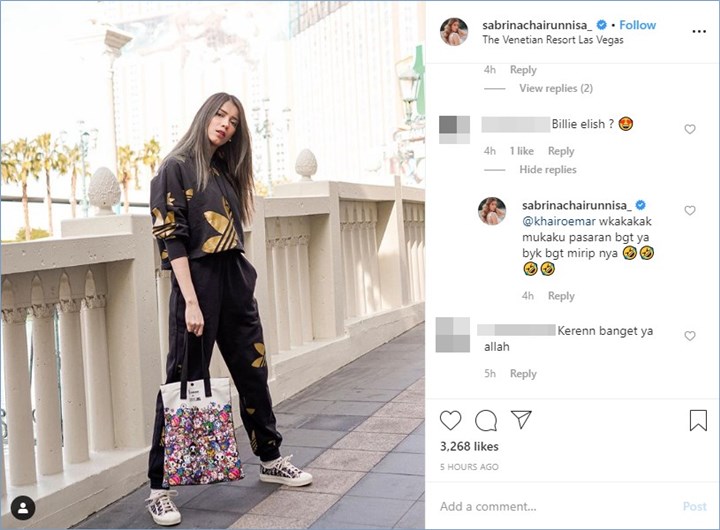 sabrina chairunnisa disebut mirip billie eilish