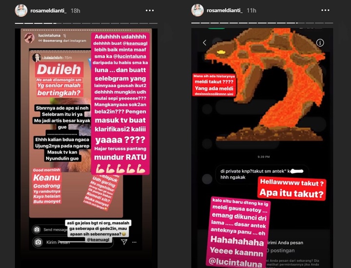 Bela Lucinta Luna, Rosa Meldianti Ikut \'Nimbrung\' Sambil Sindir Selebgram Keanu Begini