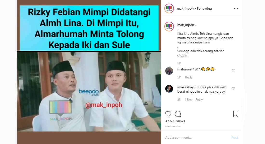 Rizky Febian Beber Mendiang Ibu Minta Tolong Kala Datangi dalam Mimpi, Dapat Respons di Luar Dugaan