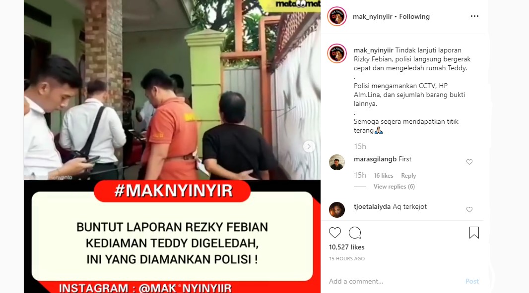Kediaman Teddy Digeledah Buntut dari Laporan Rizky Febian, Ini Barang yang Diamankan Polisi