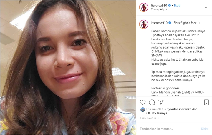 Dituduh Operasi Plastik, Rossa Unggah Foto Bare Face Tuai Pujian