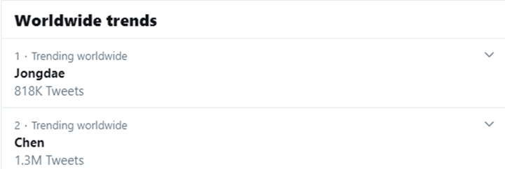 Chen jadi trending topik