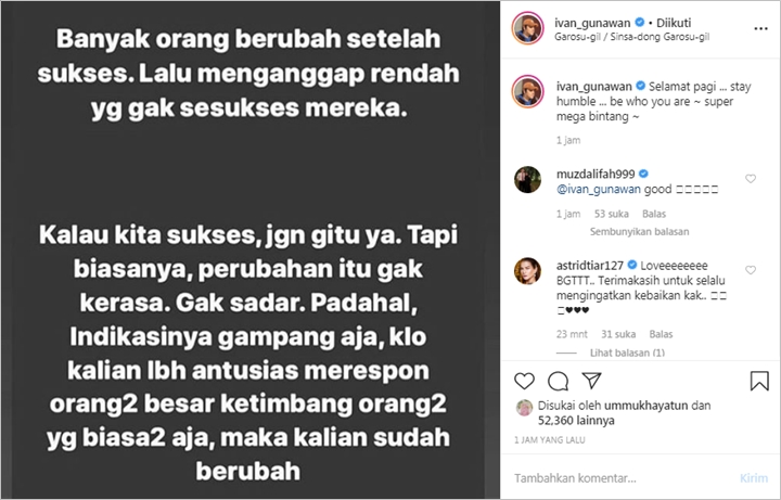 Ingatkan Untuk Rendah Hati, Ivan Gunawan Bikin Wejangan