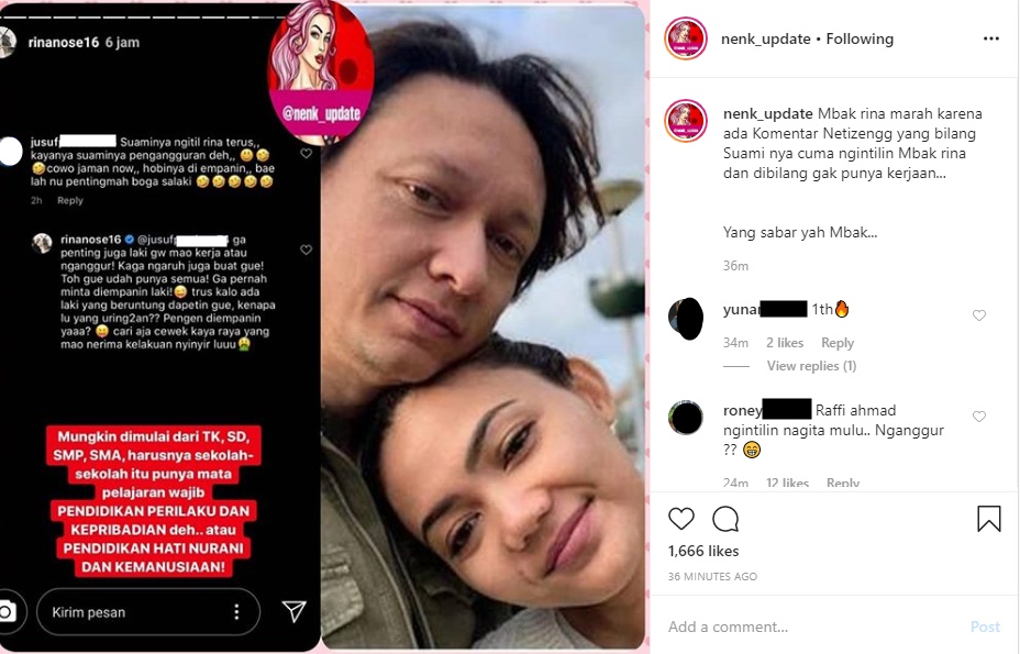 Rina Nose Naik Pitam Sontak ‘Ngegas’ Usai Josscy Aartsen Dituding Pengangguran