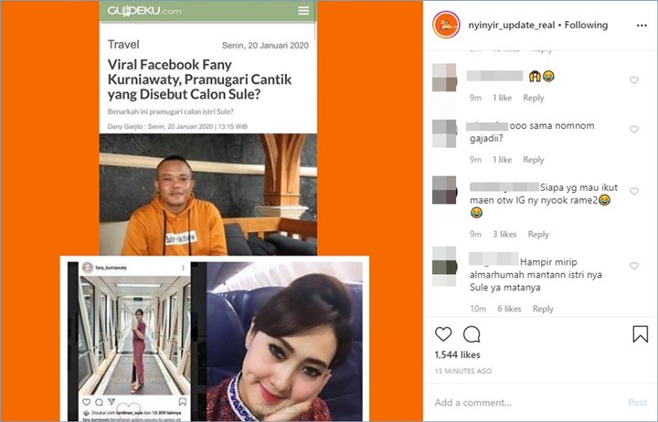 pramugari diduga calon istri sule