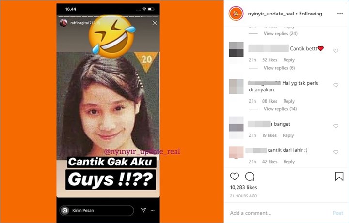 nagita slavina mendapatkan pujian