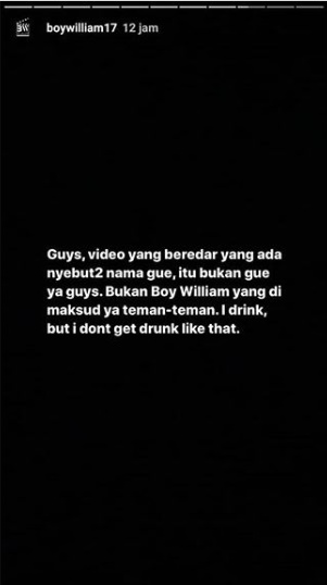 Boy William Angkat Bicara Soal Dugaan Mabuk Berat Hingga Bikin Keributan di Tempat Umum