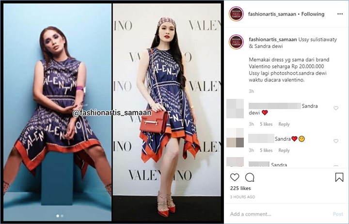 ussy sulistiawaty dan sandra dewi mengenakan busana sama