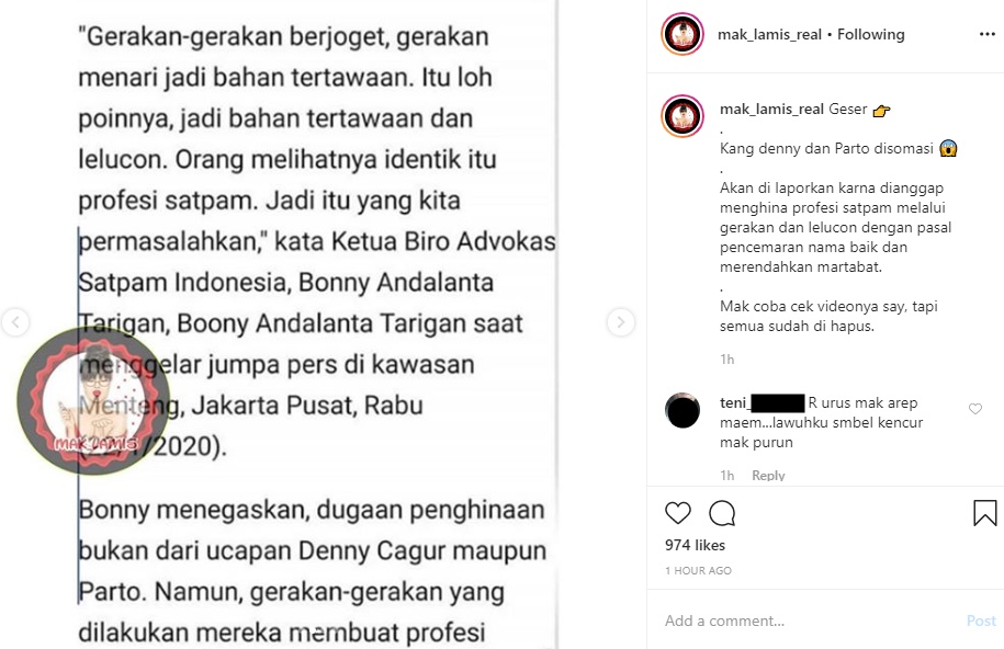 Disebut Rendahkan Profesi Satpam, Candaan Denny Cagur dan Parto Patrio Ini yang Jadi Kontroversi