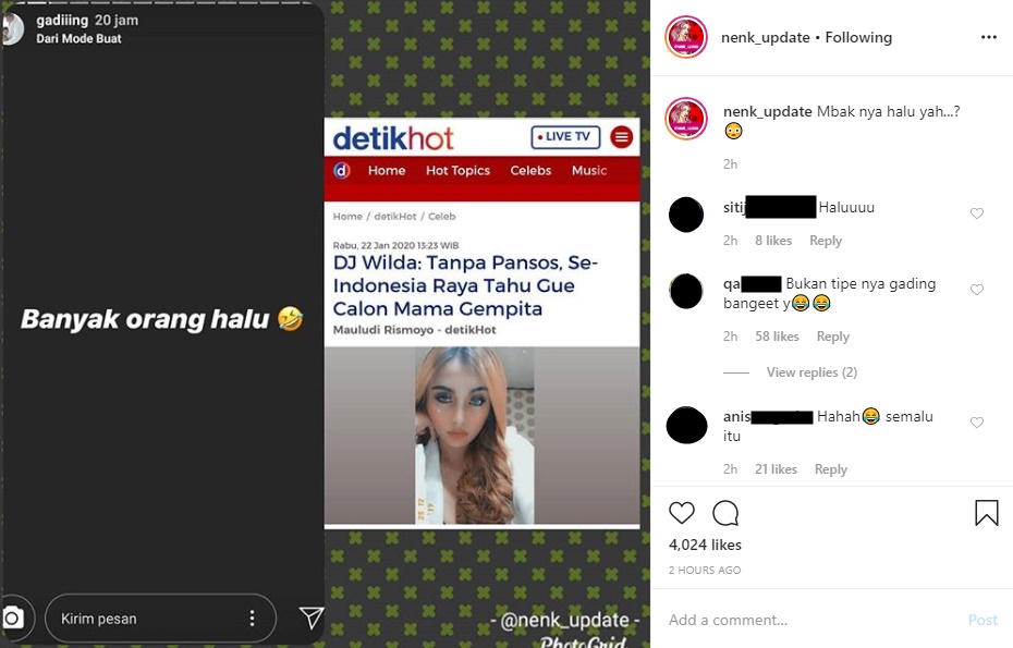 Gading Marten ‘Sentil’ Orang Halu Diduga untuk DJ Wilda Keys, Emotikon Ini Curi Fokus