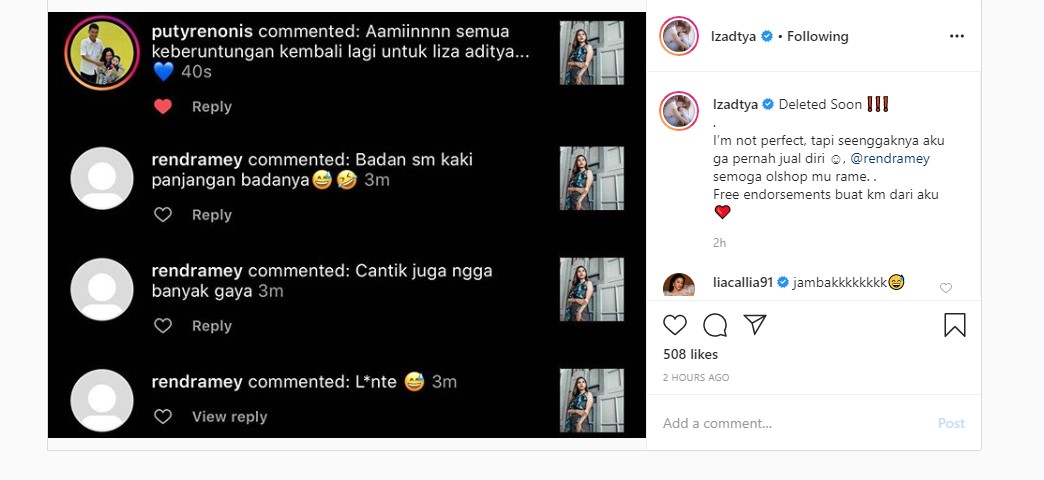 Dimaki Usai Pamer Foto Cantik, Liza Aditya Langsung Beri Balasan Menohok?