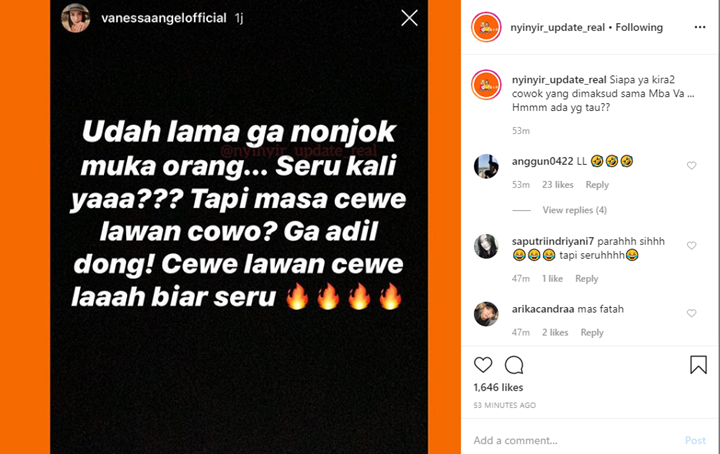 Vanessa Angel Tantang Seseorang Via Instagram, Gara-Gara Hubungan \'Panas\' Dengan Lucinta Luna?